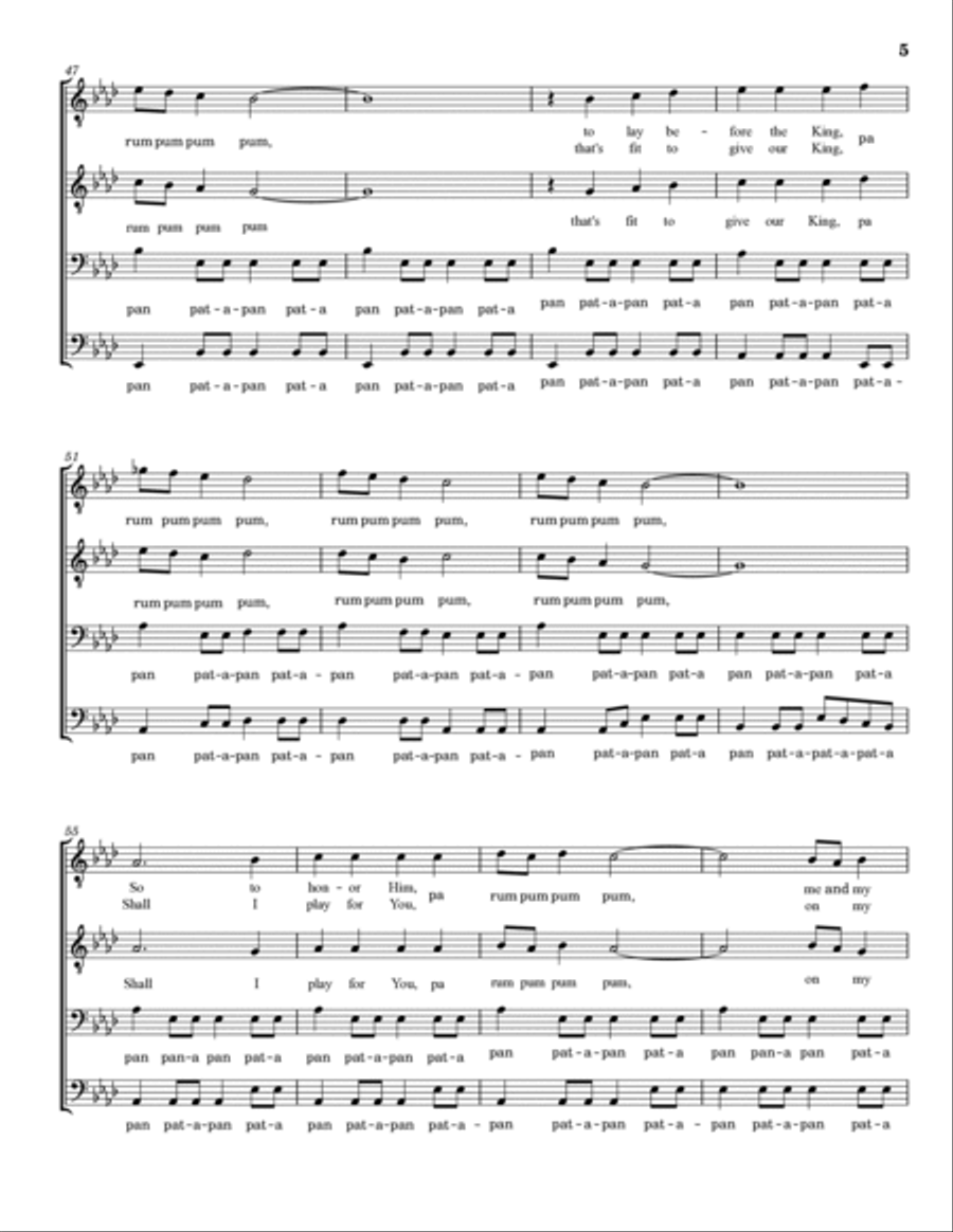 The Little Drummer Boy TTBB scores gallery preview page 5