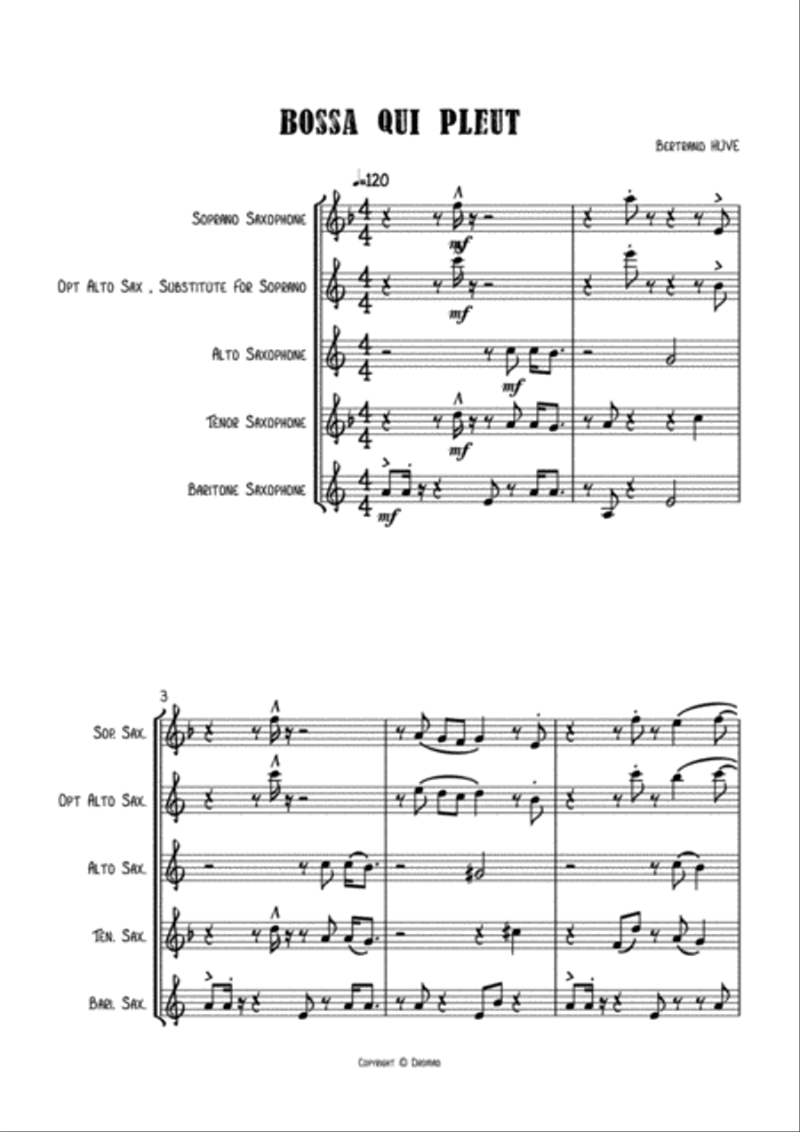 Bossa Qui Pleut Woodwind Quartet scores gallery preview page 2