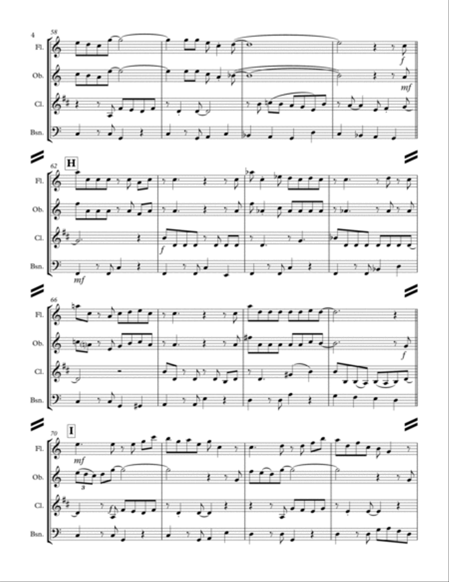 Baby, It's Cold Outside Woodwind Quartet scores gallery preview page 5