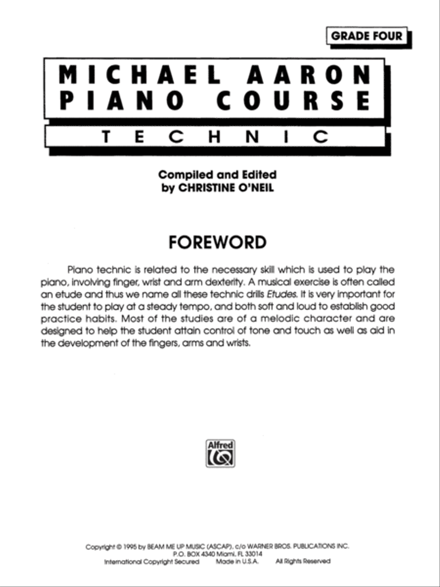 Michael Aaron Piano Course Technic