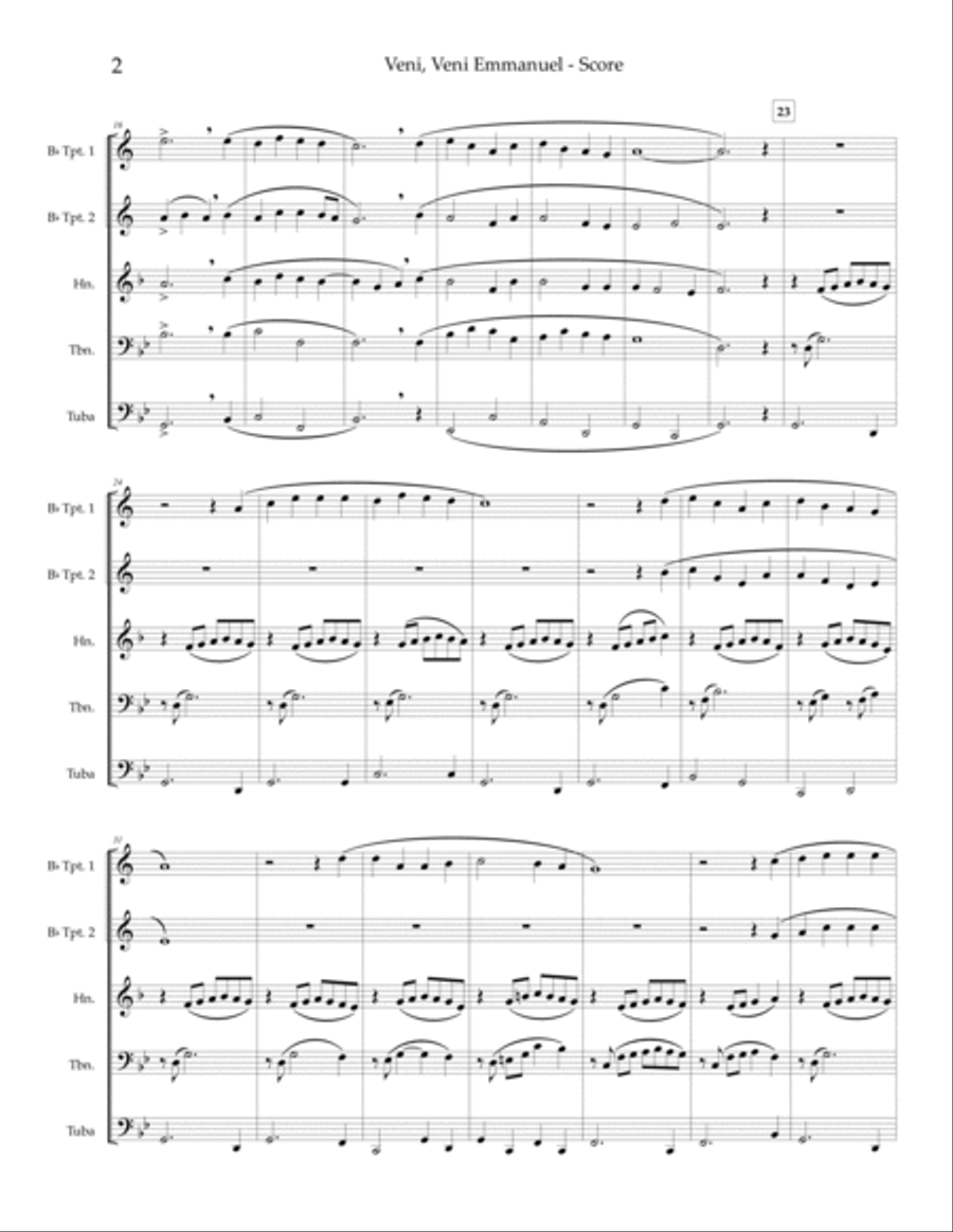 Veni, Veni Emmanuel - an Advent anthem for brass Horn scores gallery preview page 4