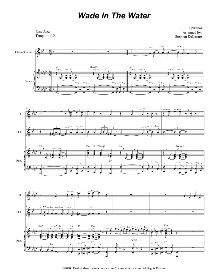 Wade In The Water (Duet for Flute and Bb-Clarinet) Woodwind Duet scores gallery preview page 1