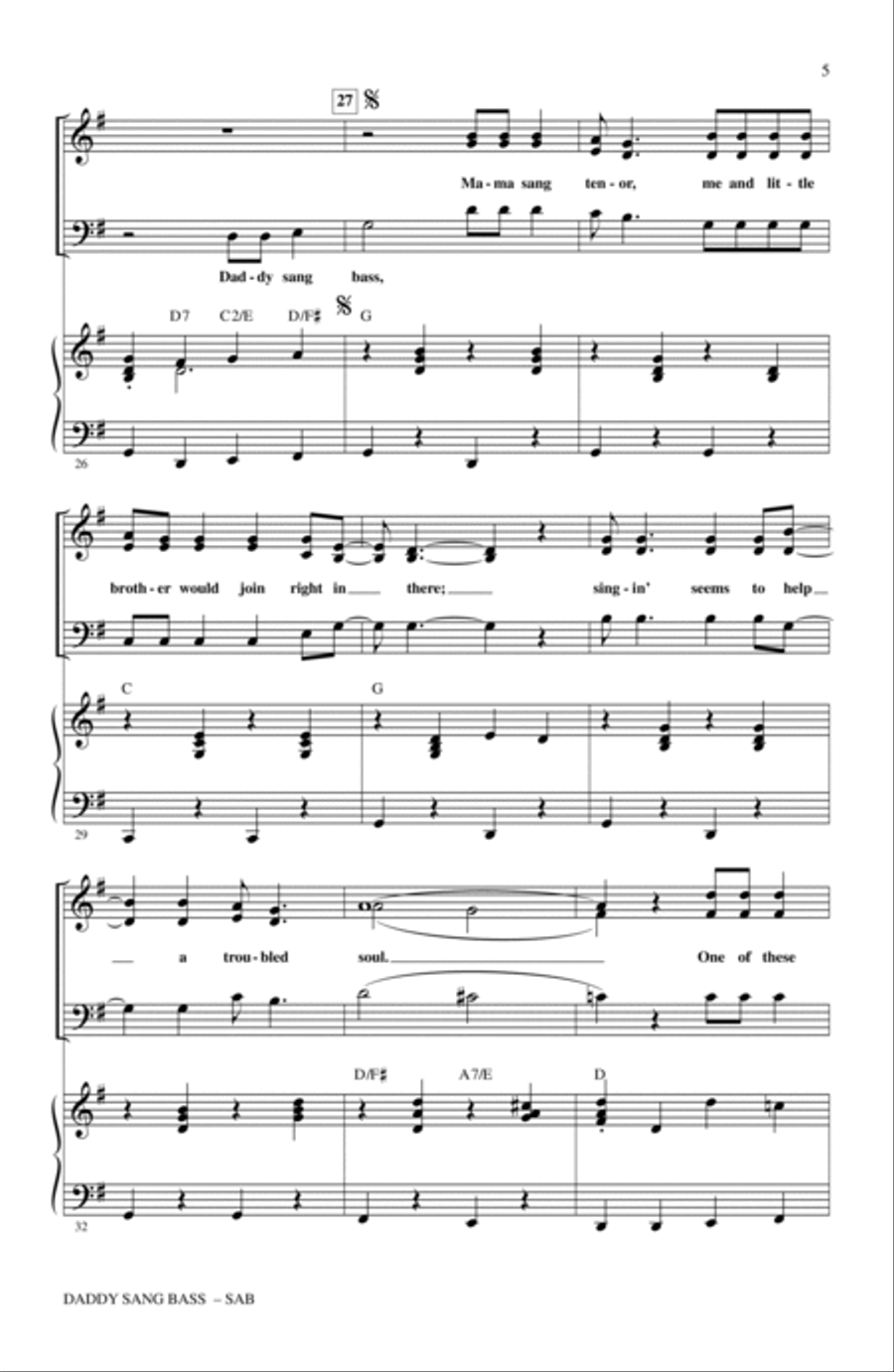 Daddy Sang Bass Daddy Sang Bass 3-Part scores gallery preview page 4