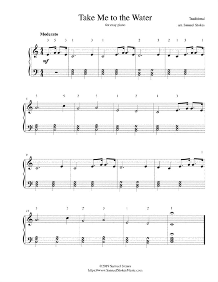 Take Me to the Water - for easy piano Easy Piano scores gallery preview page 1