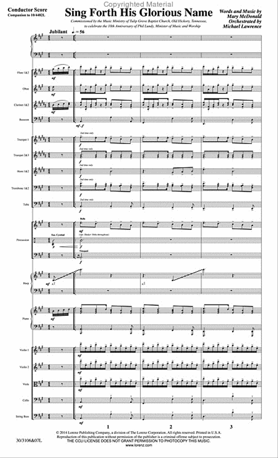 Sing Forth His Glorious Name - Orchestral Score and Parts Choir scores gallery preview page 2