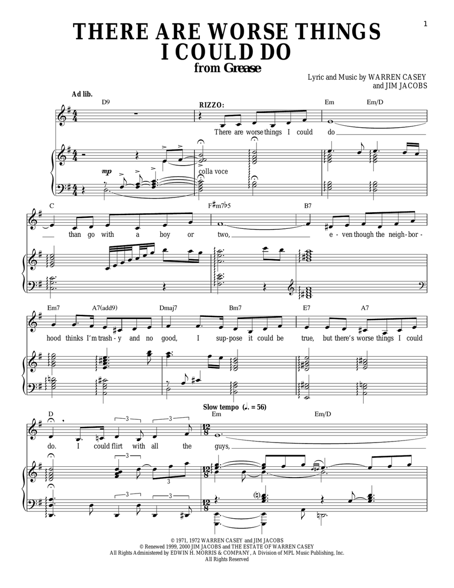There Are Worse Things I Could Do Piano, Vocal scores gallery preview page 1