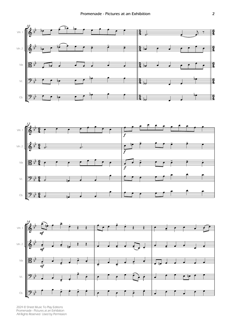 Pictures at an Exhibition - Promenade - Strings (Full Score) - Score Only Chamber Music scores gallery preview page 2