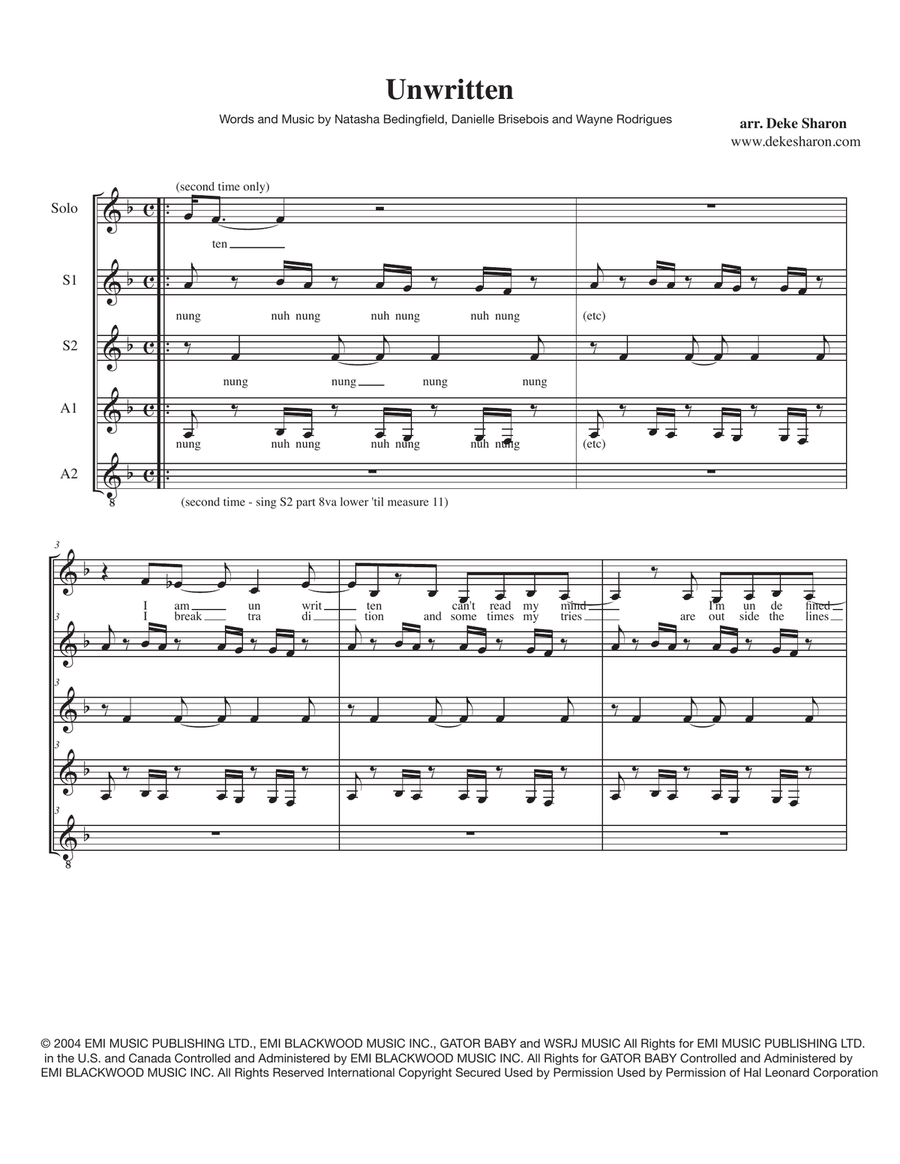 Unwritten SA scores gallery preview page 1