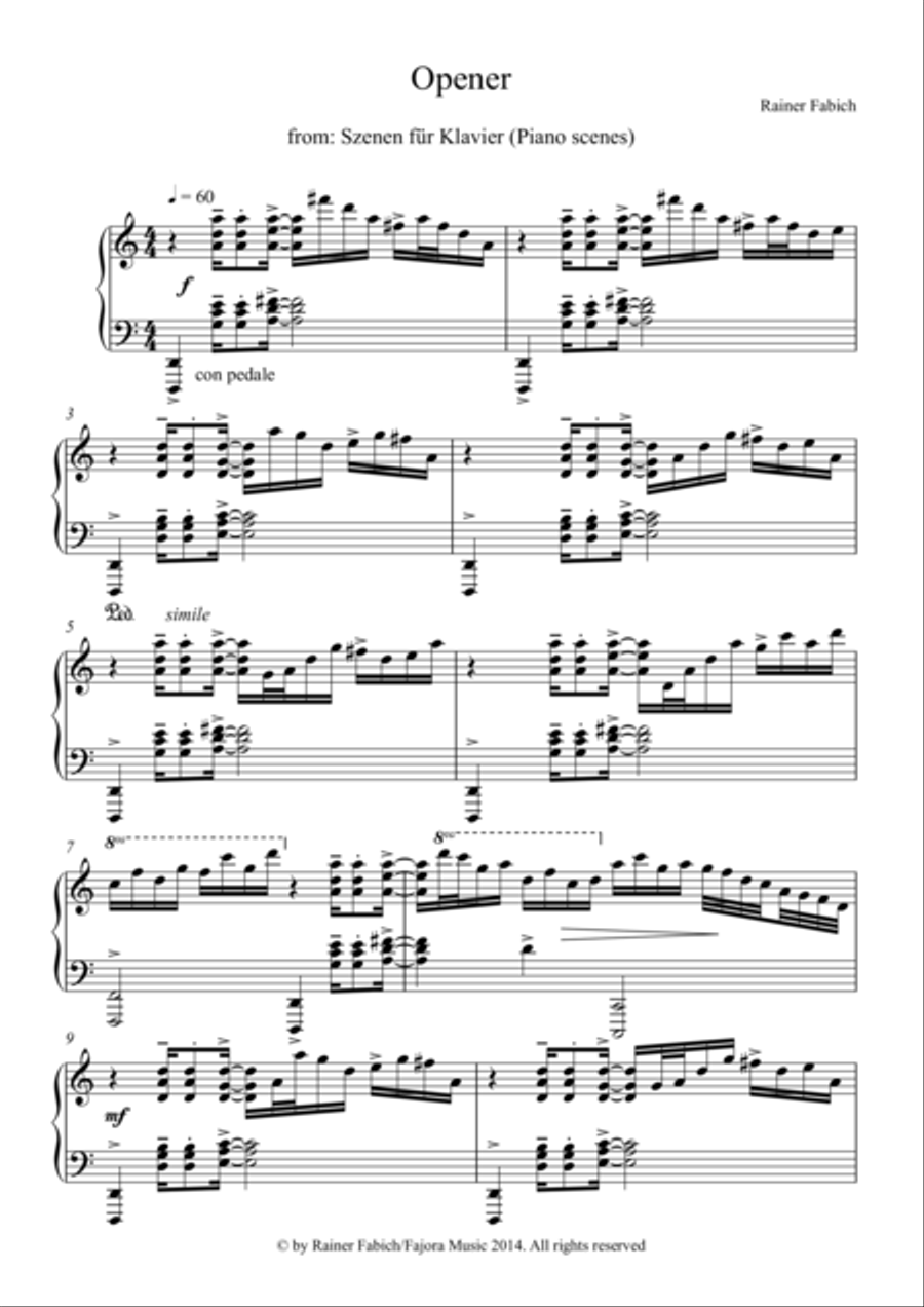 Opener Piano Solo scores gallery preview page 1