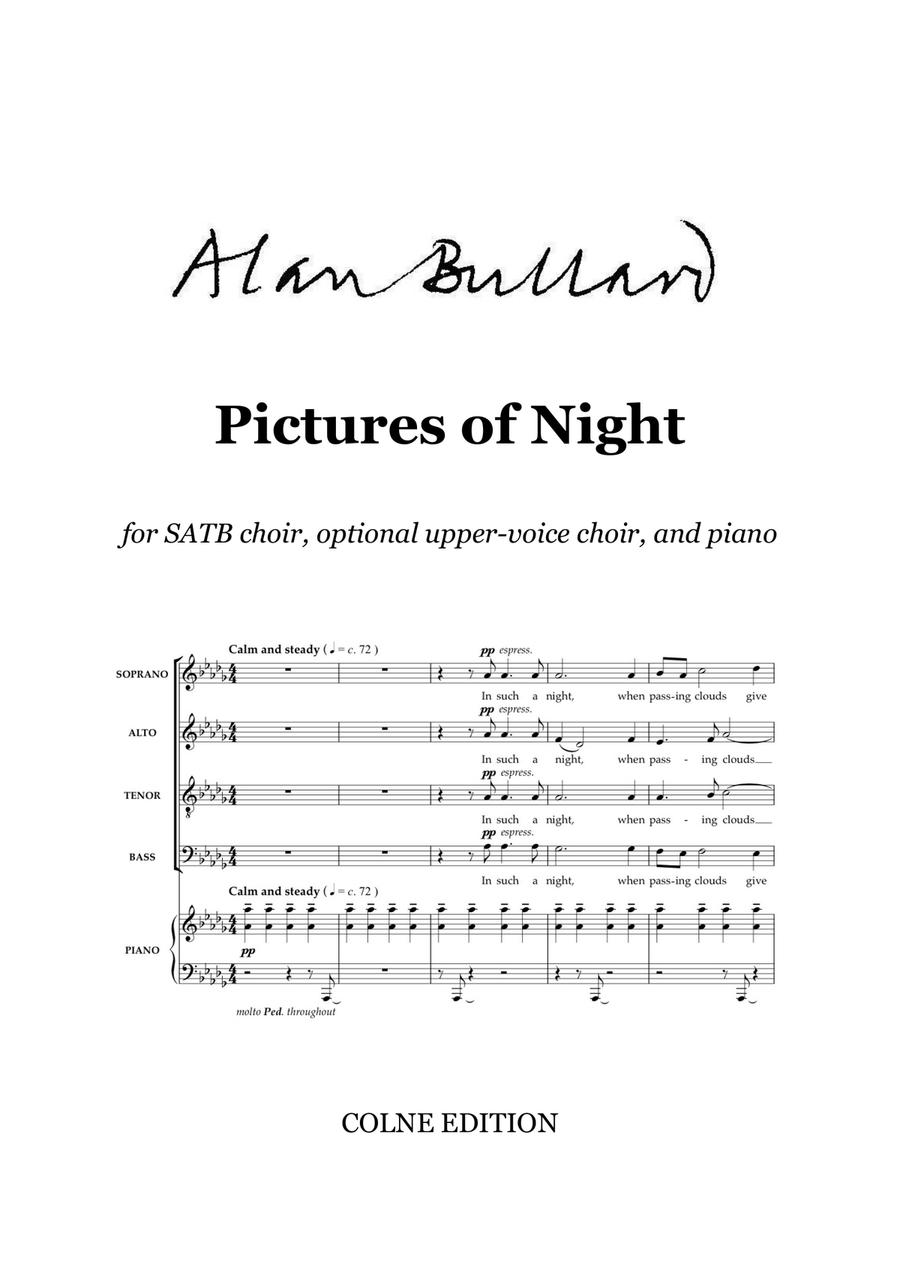 Pictures of Night (five movements for SATB choir, optional youth choir, and piano) 4-Part scores gallery preview page 1