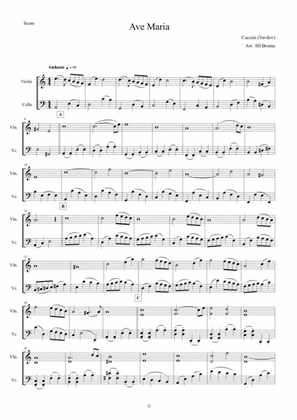 Ave Maria (Caccini) for Violin and Cello