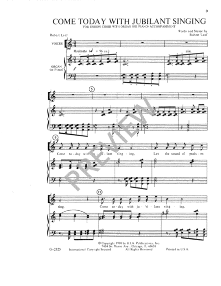 Come Today with Jubilant Singing Unison Choir scores gallery preview page 4