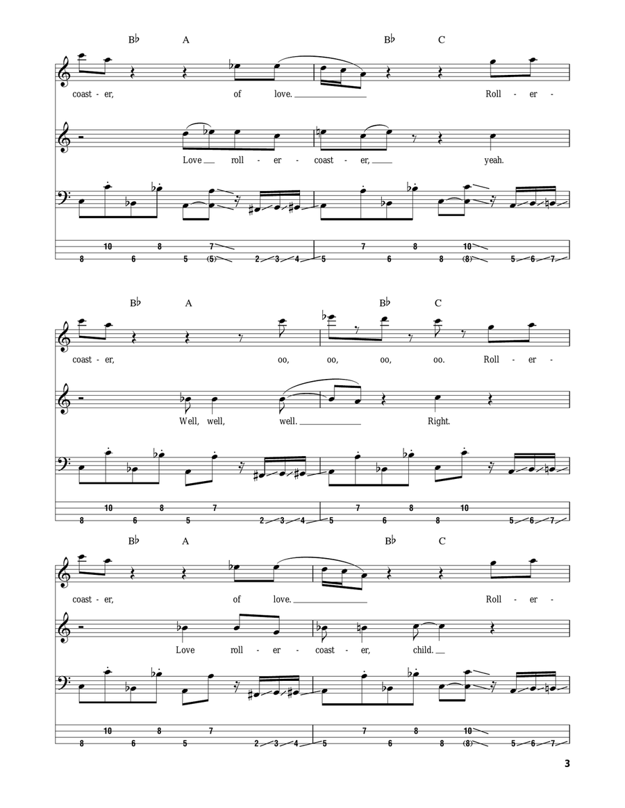 Love Rollercoaster Bass Guitar Tablature scores gallery preview page 3