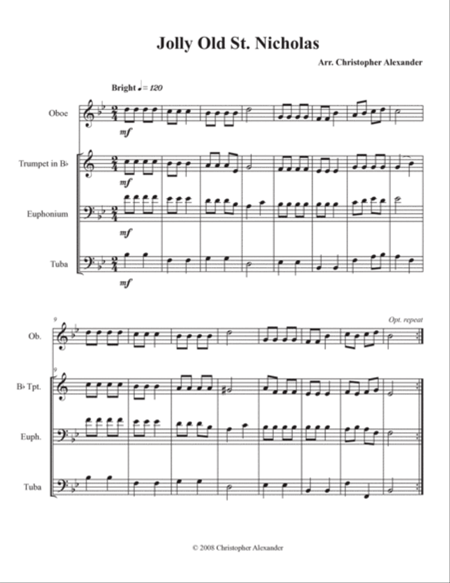 Jolly Old St. Nicholas Oboe scores gallery preview page 4