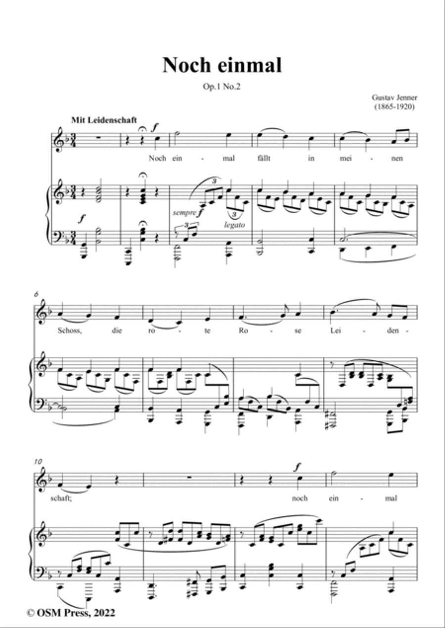 Jenner-Noch einmal,in F Major,Op.1 No.2,from '4 Lieder,Op.1' Voice scores gallery preview page 2