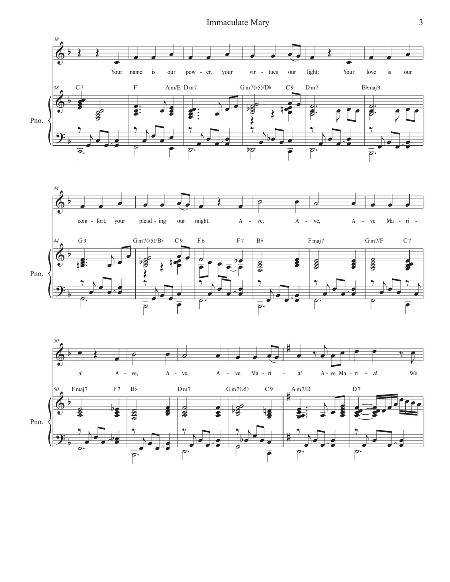 Immaculate Mary (Vocal solo) Piano, Vocal scores gallery preview page 3