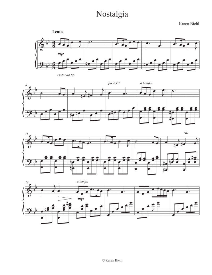 Nostalgia Piano Solo scores gallery preview page 1