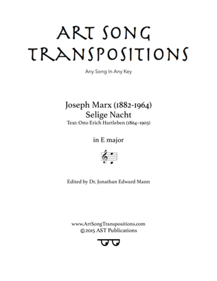 MARX: Selige Nacht (transposed to E major)