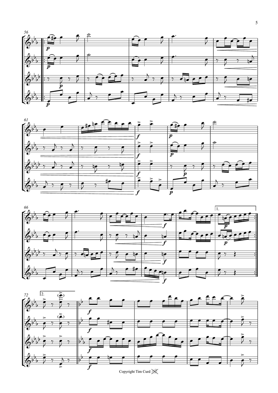 The Entertainer. For Saxophone Quartet Saxophone Quartet scores gallery preview page 5