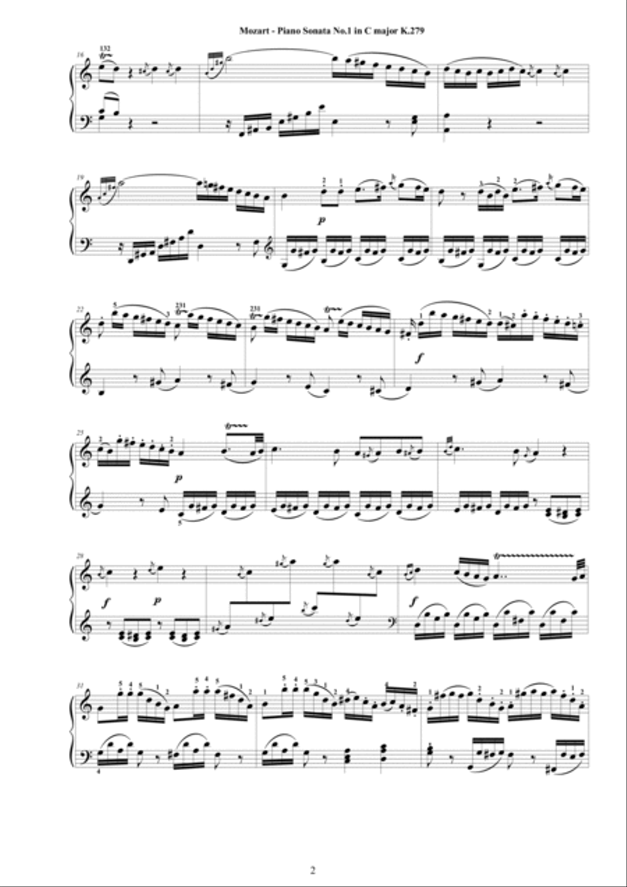 Mozart - Piano Sonata No.1 in C major K 279 - Complete score Piano Solo scores gallery preview page 2