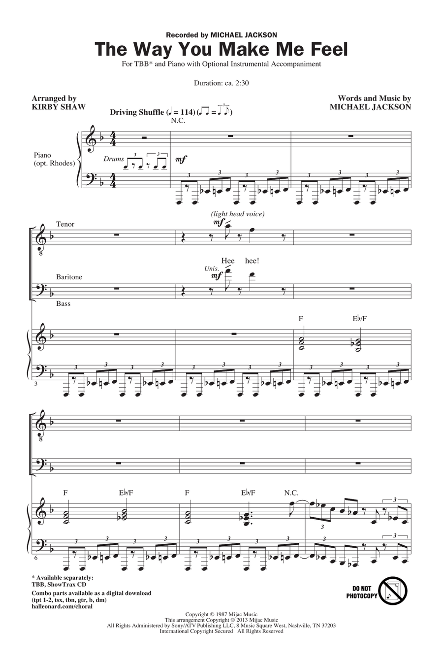 The Way You Make Me Feel The Way You Make Me Feel 3-Part scores gallery preview page 1