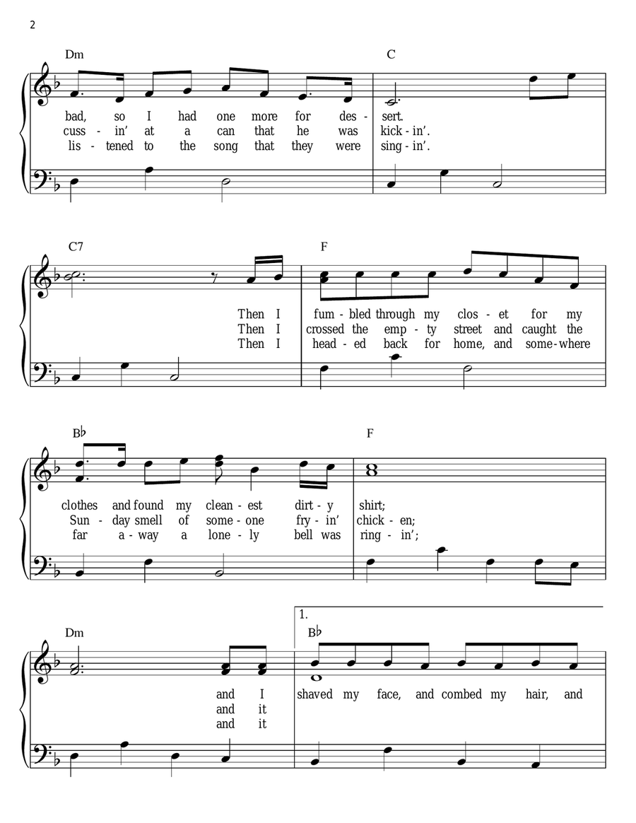 Sunday Mornin' Comin' Down Easy Piano scores gallery preview page 2