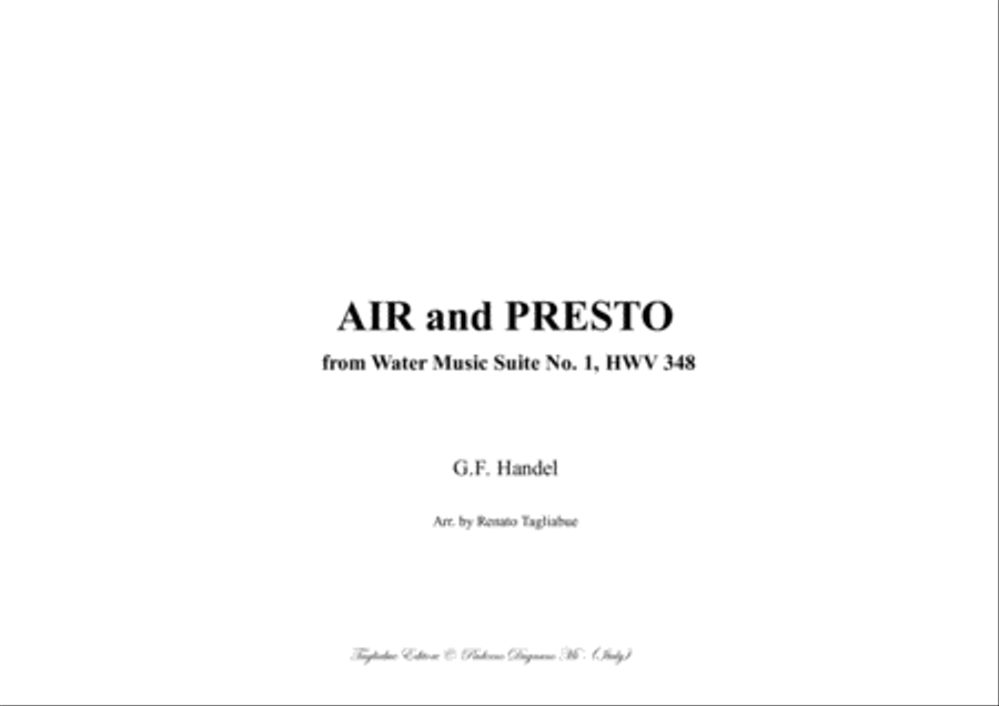 AIR and PRESTO - from Water Music Suite No. 1, HWV 348 - Arr. for Organ Organ Solo scores gallery preview page 1