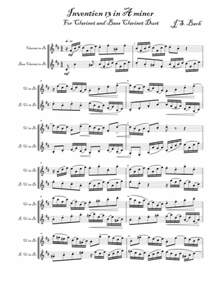 Invention 13 in A Minor (for Clarinet/Bass Clarinet Duet)