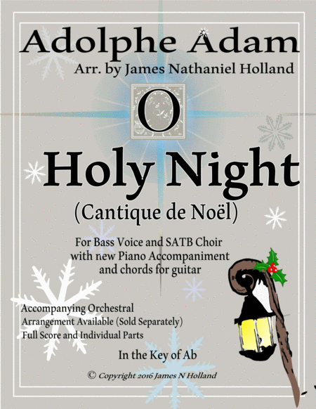 O Holy Night (Cantique de Noel) Adolphe Adam for Low Bass and SATB Choir (Key of Ab) image number null