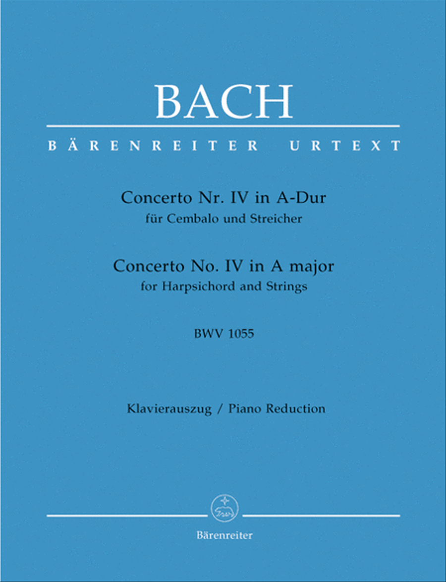 Book cover for Concerto for Harpsichord and Strings No. 4 A major BWV 1055