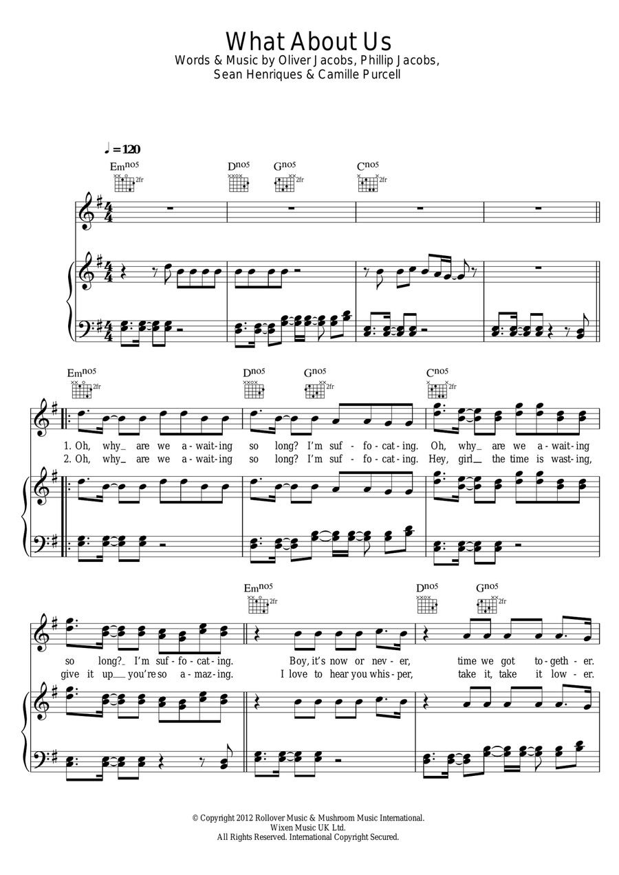 What About Us (featuring Sean Paul) Piano, Vocal scores gallery preview page 1