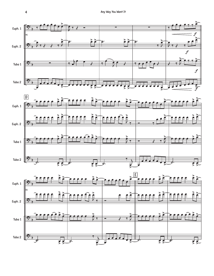 Any Way You Want It Brass Quartet scores gallery preview page 4