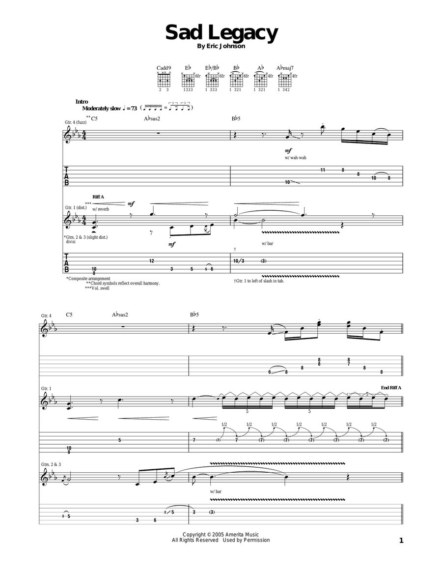 Sad Legacy Sad Legacy Acoustic Guitar scores gallery preview page 1