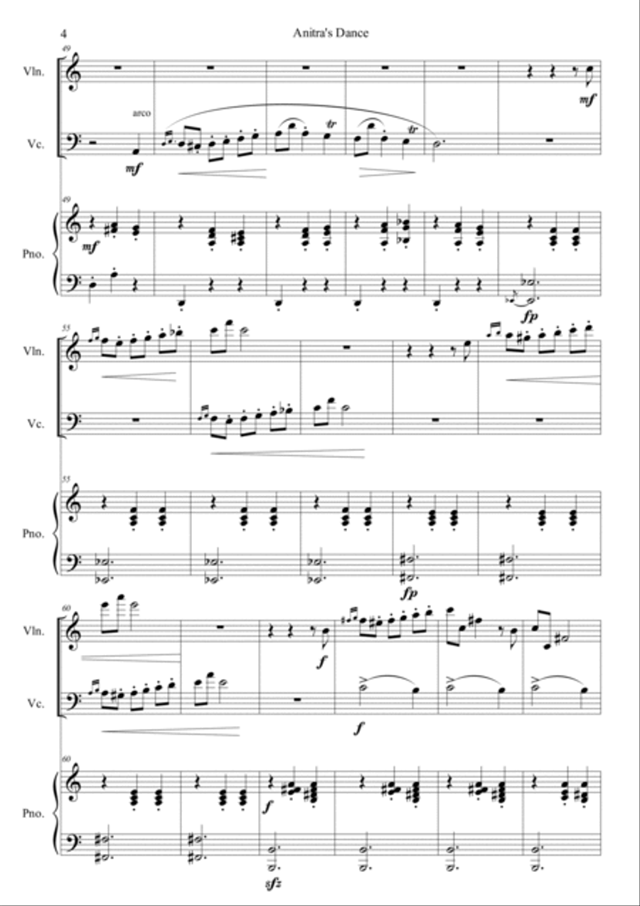 Peer Gynt, Suite No.1, Op. 46, Anitra's Dance Piano Trio scores gallery preview page 4