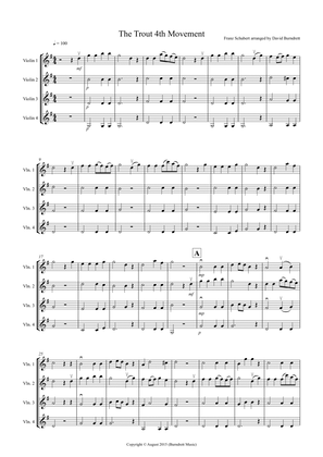 The Trout (4th Movement) for Violin Quartet