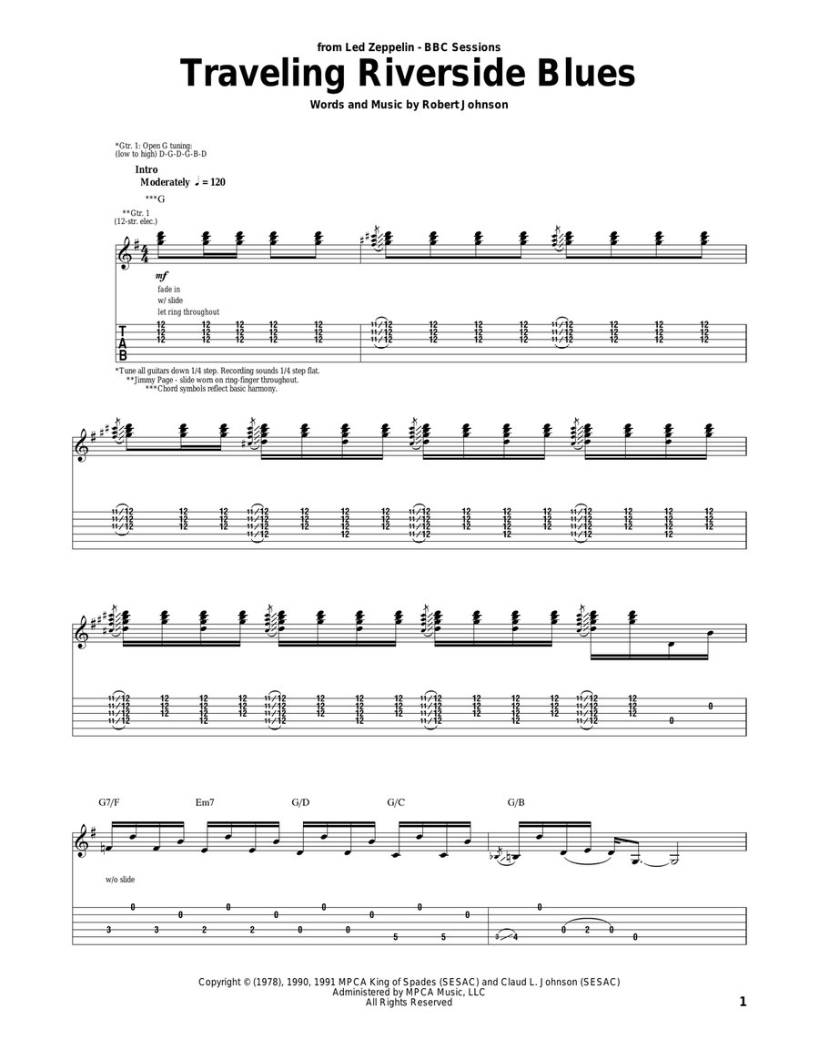 Traveling Riverside Blues Electric Guitar scores gallery preview page 1