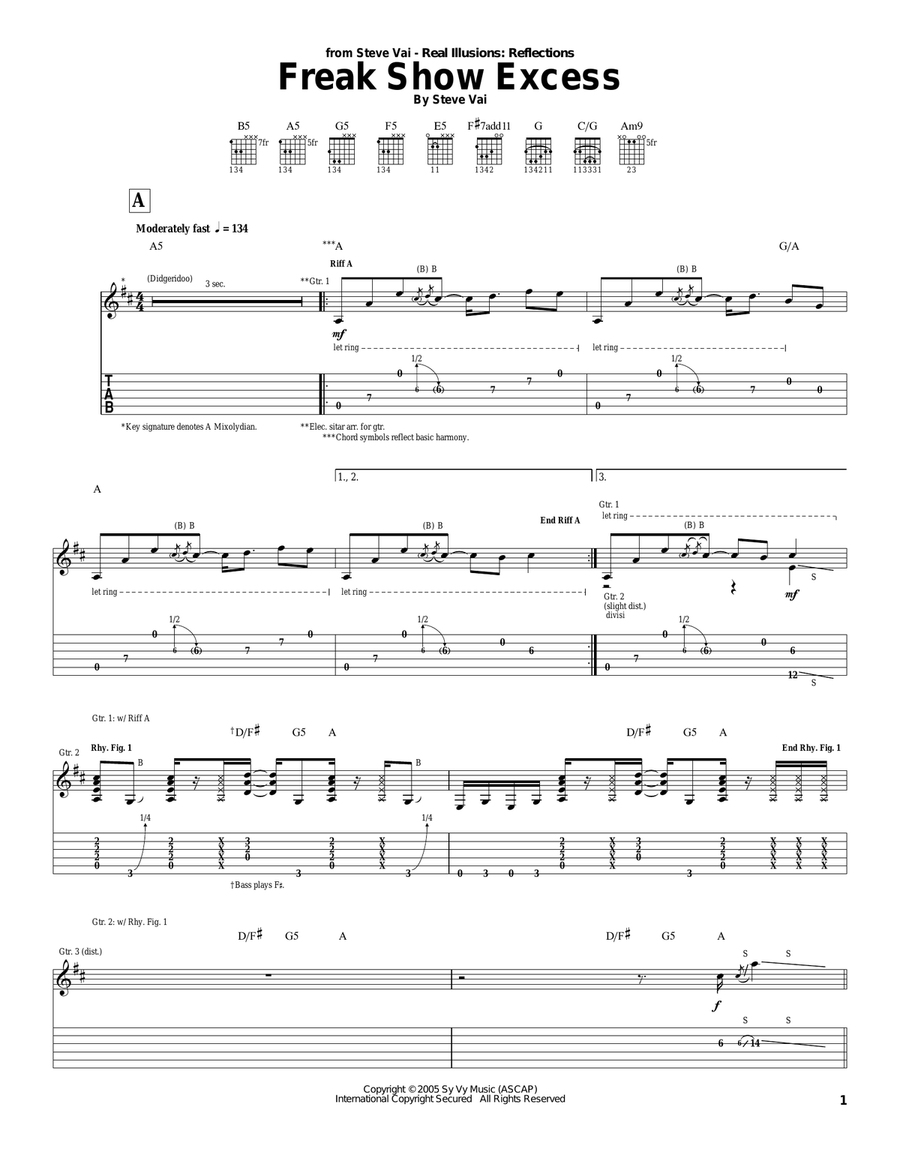 Freak Show Excess Acoustic Guitar scores gallery preview page 1