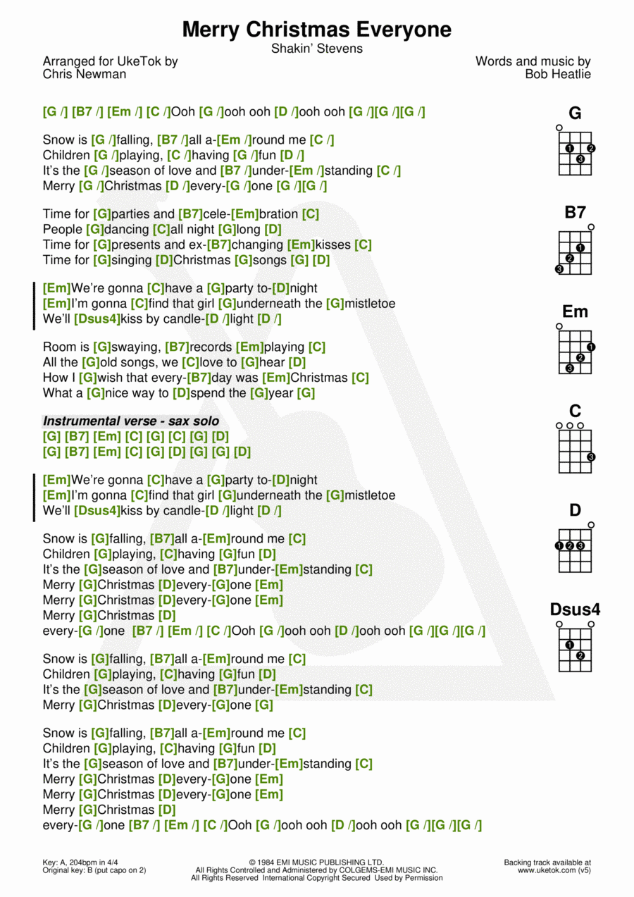 Merry Christmas Everyone Merry Christmas Everyone Ukulele scores gallery preview page 1