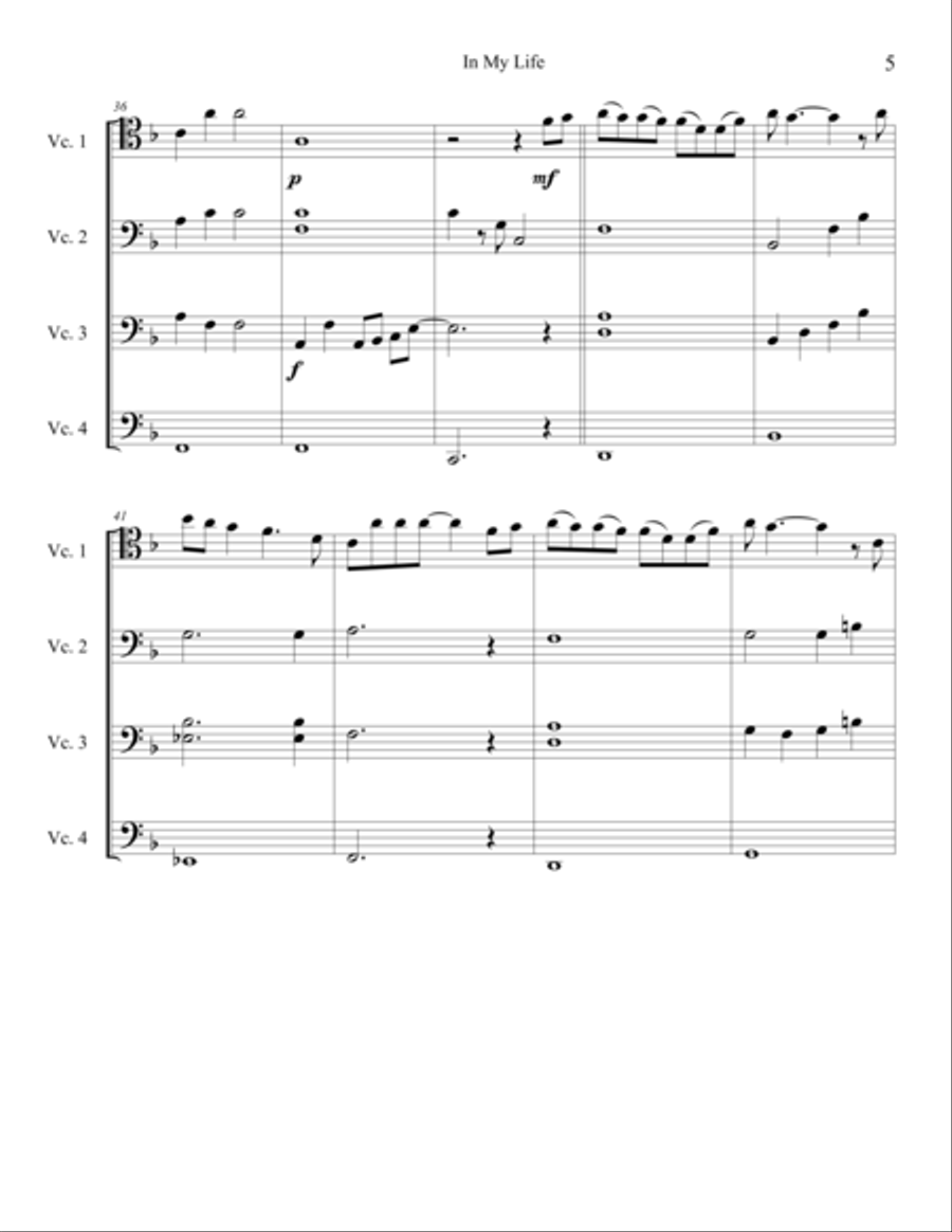 In My Life In My Life Cello scores gallery preview page 6