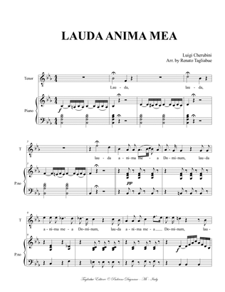 Book cover for LAUDA ANIMA MEA DOMINUM - Cherubini - Arr. for Tenor and Piano