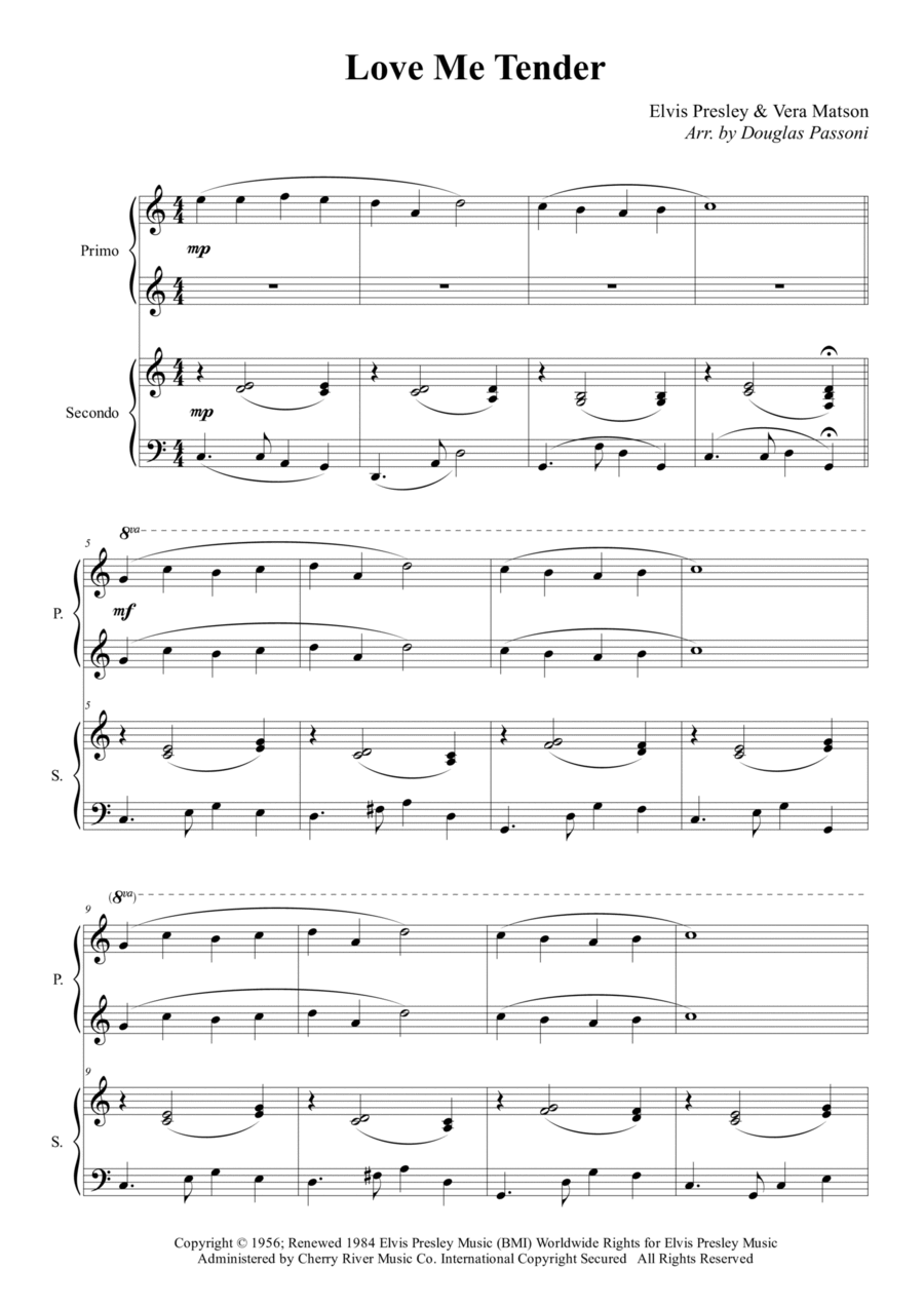 Love Me Tender Easy Piano scores gallery preview page 1