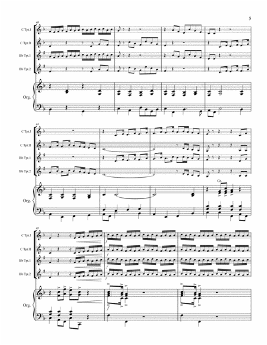 For Unto Us A Child is Born - Two Trumpets and Organ Trumpet Duet scores gallery preview page 6