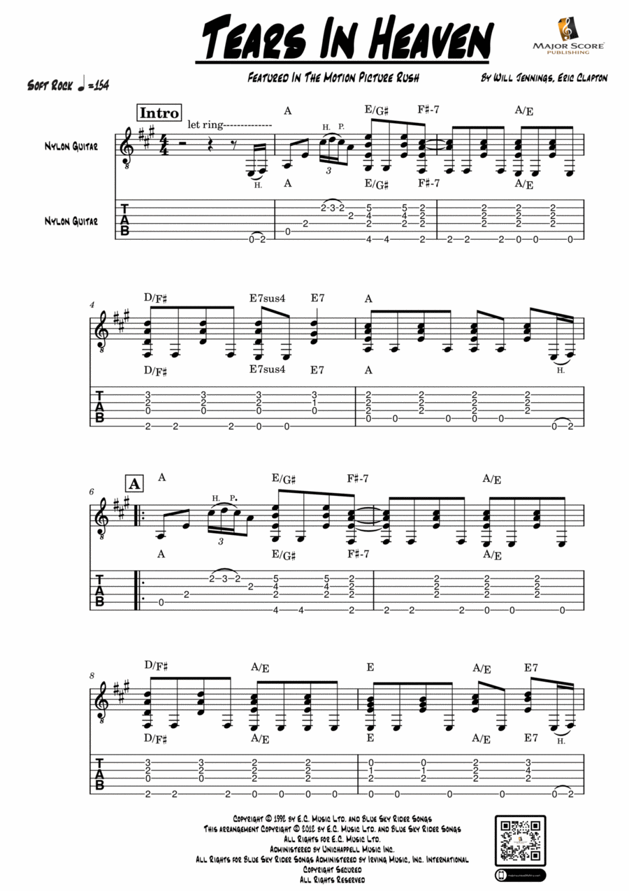 Tears In Heaven Guitar Tablature scores gallery preview page 1