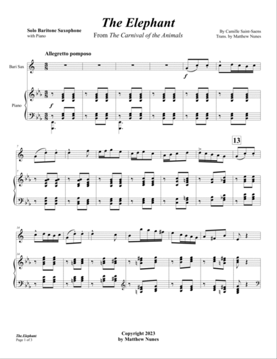 The Elephant Baritone Saxophone scores gallery preview page 3