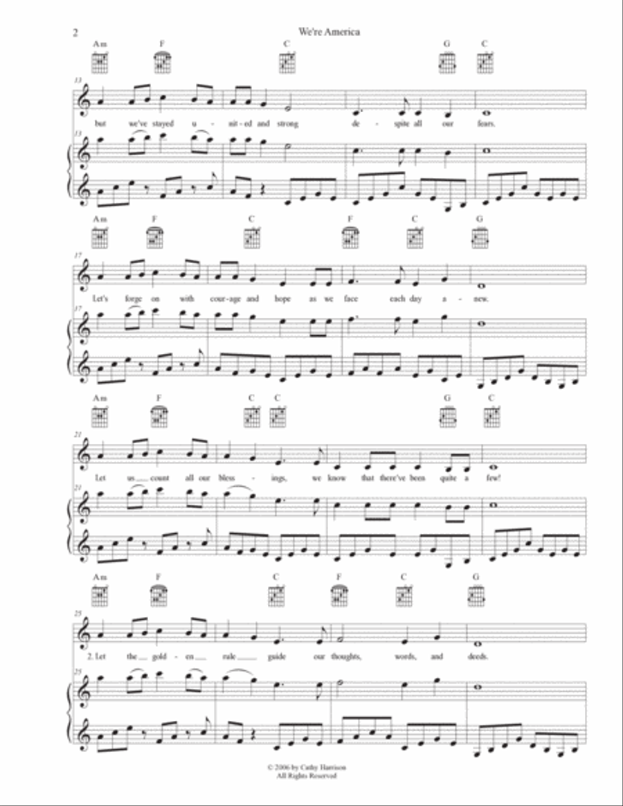 We're America Piano, Vocal, Guitar scores gallery preview page 2