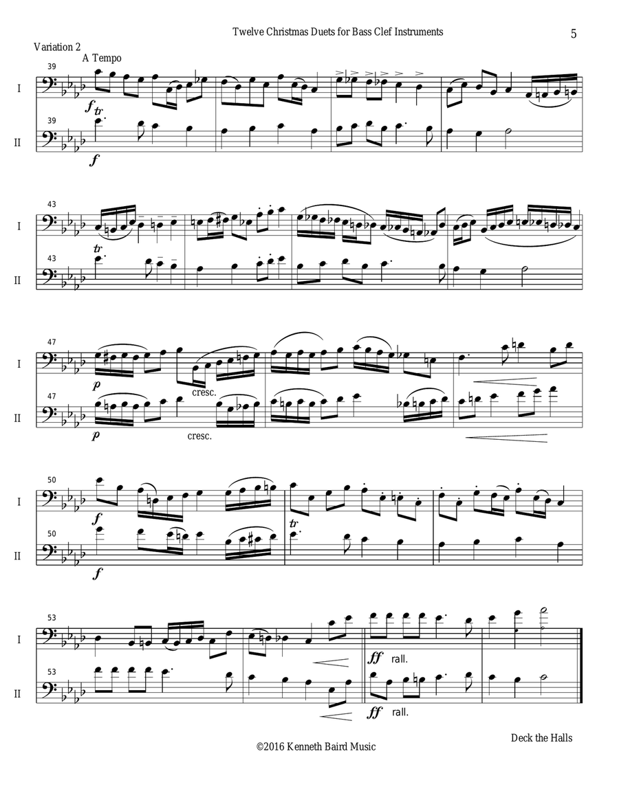 12 Christmas Duets for Bass Clef Instruments Small Ensemble scores gallery preview page 6