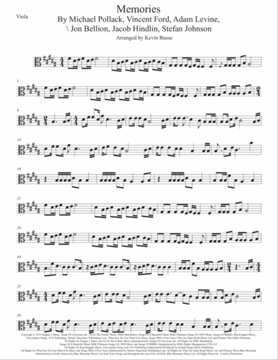 Memories Viola Solo scores gallery preview page 1