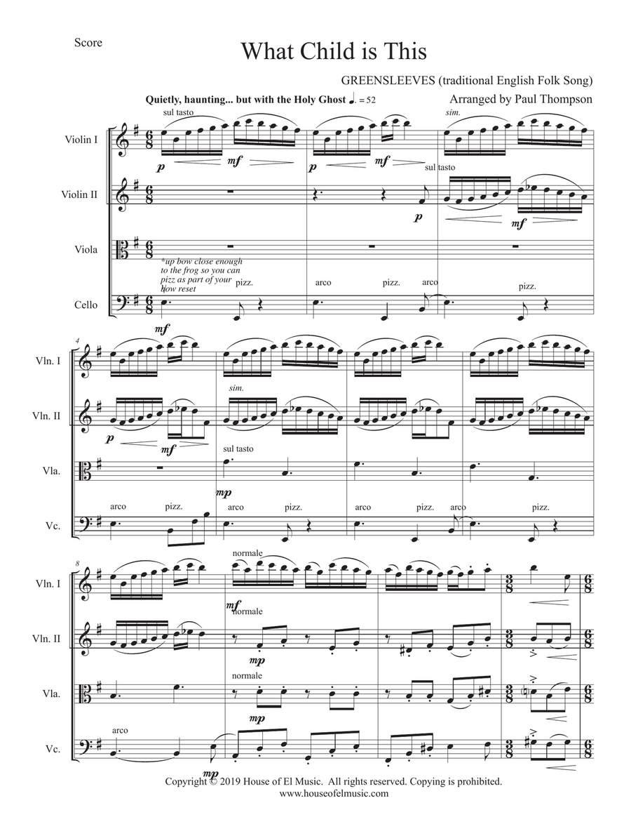 What Child is This - String Quartet String Quartet scores gallery preview page 1