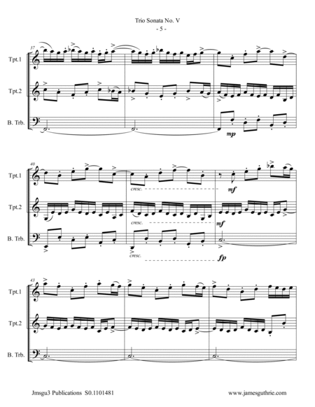 BACH: Trio Sonata No. 5 BWV 529 for Brass Trio image number null