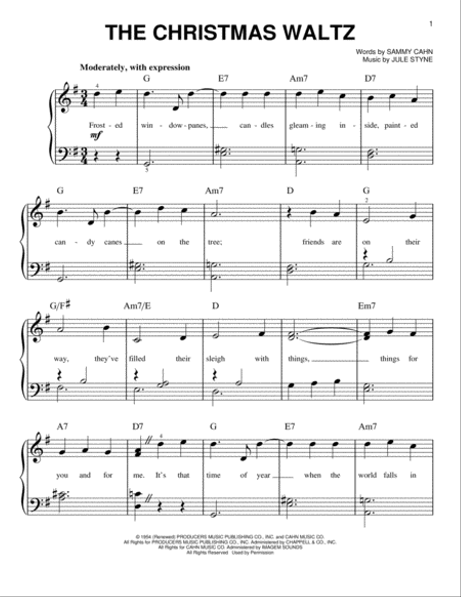 The Christmas Waltz The Christmas Waltz Easy Piano scores gallery preview page 1